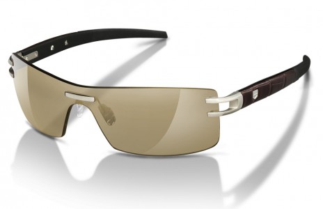 TAG Heuer L-TYPE LW 0451 Sunglasses, Pure / Black-Black-Alligator Matte Brown Temples / Brown Outdoor + Flash (201)