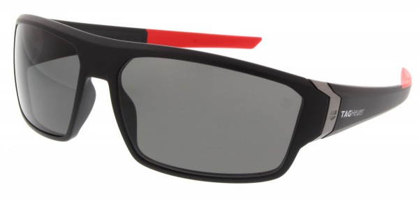 TAG Heuer RACER 2 9222 Sunglasses, Matte Black-Red Temples / Grey Polarized (901)