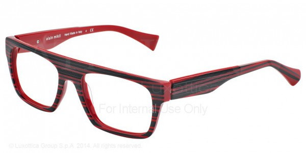Alain Mikli A03013 Eyeglasses, B0BH STRIPPET BLACK/RED (BLACK)