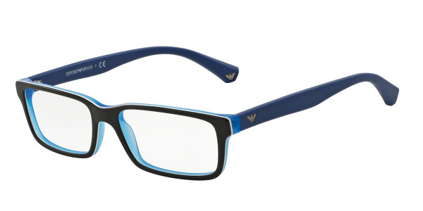 Emporio Armani EA3061 Eyeglasses, 5392 TOP BLACK/MATTE BLUE (BLACK)