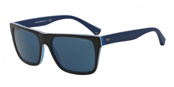 Emporio Armani EA4048 Sunglasses, 539280 TOP BLACK/MATTE BLUE (BLACK)