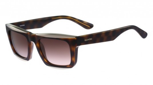 Valentino V718S Sunglasses, (240) DARK HAVANA-LIGHT GOLD