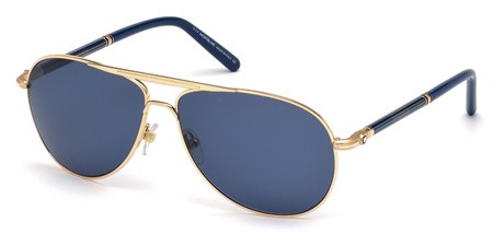 Montblanc MB512S Sunglasses, 28V - Shiny Rose Gold / Blue