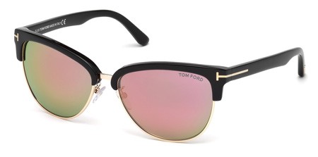 Tom Ford FANY Sunglasses, 01Z - Shiny Black / Gradient Or Mirror Violet