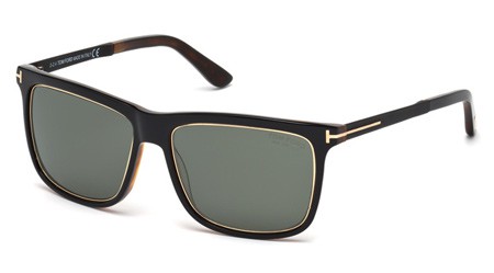 Tom Ford KARLIE Sunglasses, 01R - Shiny Black / Green Polarized