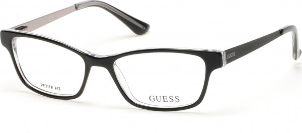 Guess GU2538 Eyeglasses, 003 - Black/Crystal / Matte Black