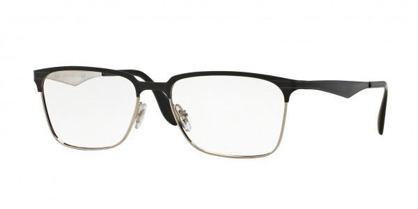 Ray-Ban Optical RX6344 Eyeglasses, 2861 BLACK ON SILVER (BLACK)