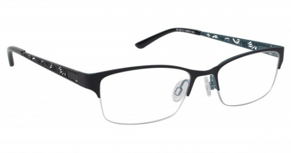 SuperFlex SF-425 Eyeglasses, (1) BLACK TURQUOISE
