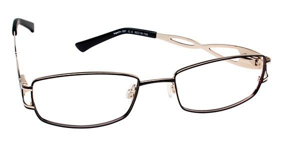SuperFlex SF-387 Eyeglasses, 3 Black Gold