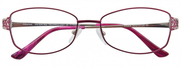 Pentax PX906 Eyeglasses, 035 - Dark Pinkish Red & Silver