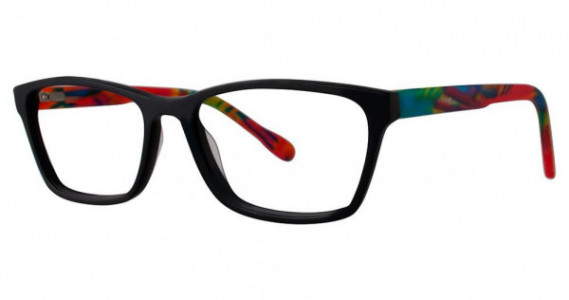 Genevieve Pizzazz Eyeglasses, black matte/red/yellow