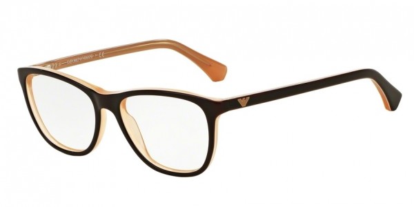 Emporio Armani EA3075 Eyeglasses, 5480 BROWN ON TR PEACH (BROWN)