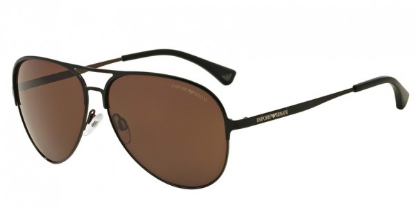Emporio Armani EA2032 Sunglasses, 312773 MATTE BLACK/BLACK/BROWN (BLACK)