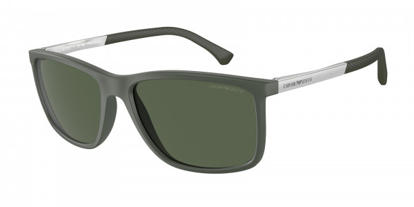 Emporio Armani EA4058 Sunglasses, 50589A MATTE GREEN DARK GREEN POLAR (GREEN)