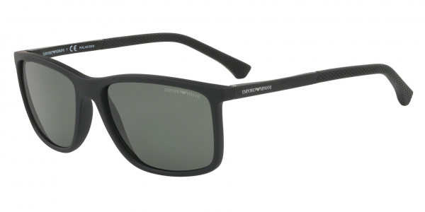 Emporio Armani EA4058 Sunglasses, 56539A RUBBER BLACK GREEN POLAR (BLACK)