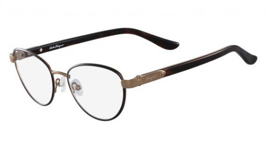 Ferragamo SF2145 Eyeglasses, 706 SHINY AMBER GOLD W-BROWN