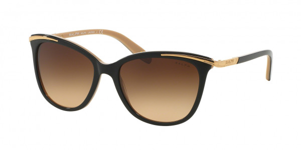 Ralph RA5203 Sunglasses, 109013 SHINY BLACK ON NUDE & GOLD GRA (BLACK)
