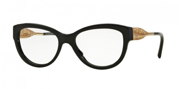 Burberry BE2210 Eyeglasses, 3001 BLACK (BLACK)