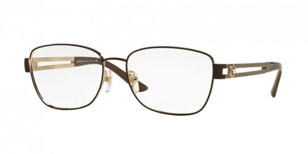 Versace VE1234 Eyeglasses, 1369 PALE GOLD/MATTE BROWN (GREY)