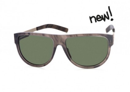 ic! berlin Alexander G. Sunglasses, Brown-Driftwood-Rough / Green Nylon