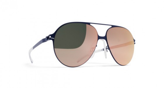 Mykita HANSI Sunglasses, F65 NAVY BLUE - LENS: ROSE GOLD FLASH