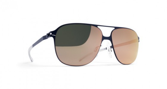 Mykita SCHORSCH Sunglasses, F65 NAVY BLUE - LENS: ROSE GOLD FLASH