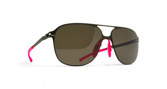 Mykita SCHORSCH Sunglasses, F66 OLIVE - LENS: RAW GREEN SOLID