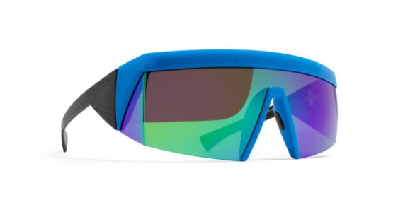 Mykita VICE Sunglasses, MM10 BLACK/BLUE - LENS: LATERAL GREEN FLASH