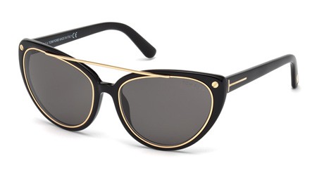 Tom Ford EDITA Sunglasses, 01A - Shiny Black / Smoke