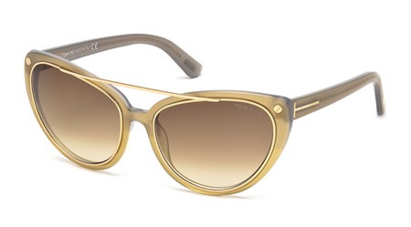 Tom Ford EDITA Sunglasses, 34F - Shiny Light Bronze / Gradient Brown