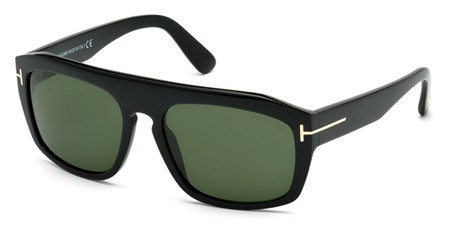 Tom Ford CONRAD Sunglasses, 01N - Shiny Black / Green