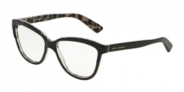Dolce & Gabbana DG3229F Eyeglasses, 2857 TOP BLACK ON LEO (BLACK)